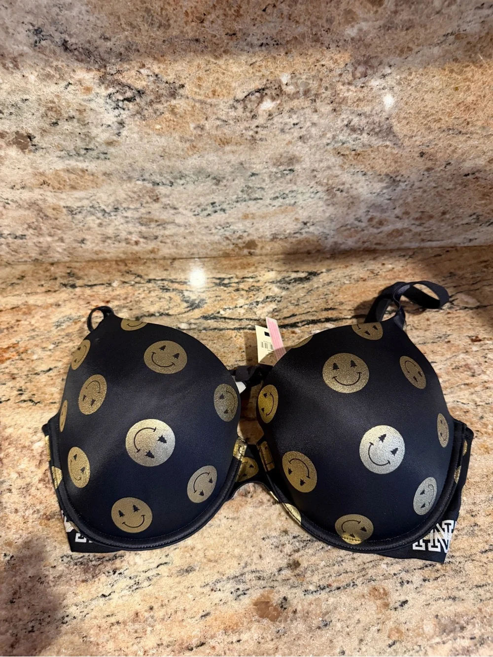 NEW, PINK Victoria’s Secret “Smiley Face Push Up Bra”.